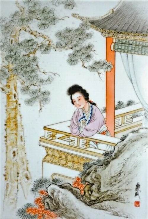 仕女瓷板畫(huà)
