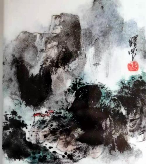 水墨山水瓷畫(huà)